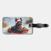 Bouviers des Flandres Hond in Sledge Kerstmis Bagagelabel (Achterkant horizontaal)