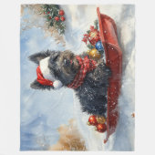 Bouviers des Flandres Hond in Sledge Kerstmis Fleece Deken (Voorkant)