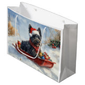 Bouviers des Flandres Hond in Sledge Kerstmis Groot Cadeauzakje (Voorkant Gekanteld)