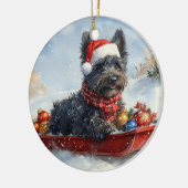Bouviers des Flandres Hond in Sledge Kerstmis Keramisch Ornament (Links)