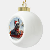 Bouviers des Flandres Hond in Sledge Kerstmis Keramische Bal Ornament (Rechts)