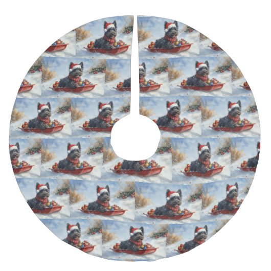 Bouviers des Flandres Hond in Sledge Kerstmis Kerstboom Rok (Voorkant)