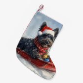 Bouviers des Flandres Hond in Sledge Kerstmis Kleine Kerstsok (Voorkant (Hangend))