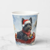 Bouviers des Flandres Hond in Sledge Kerstmis Papieren Bekers (Achterkant)