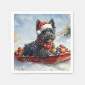 Bouviers des Flandres Hond in Sledge Kerstmis Servet (Voorkant)
