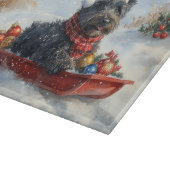 Bouviers des Flandres Hond in Sledge Kerstmis Snijplank (Hoek)