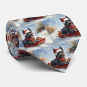 Bouviers des Flandres Hond in Sledge Kerstmis Stropdas (Opgerold)