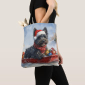 Bouviers des Flandres Hond in Sledge Kerstmis Tote Bag (Dichtbij)
