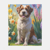 Bouviers des Flandres Hond Lente Bloemen Schildere Fleece Deken (Voorkant)
