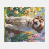 Bouviers des Flandres Hond Lente Bloemen Schildere Fleece Deken (Voorkant (Horizontaal))