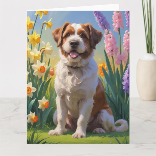 Bouviers des Flandres Hond Lente Bloemen Schildere Kaart (Voorkant)