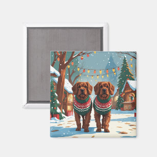 Bouviers des Flandres Honden Kerst Sneeuw Vakantie Magneet