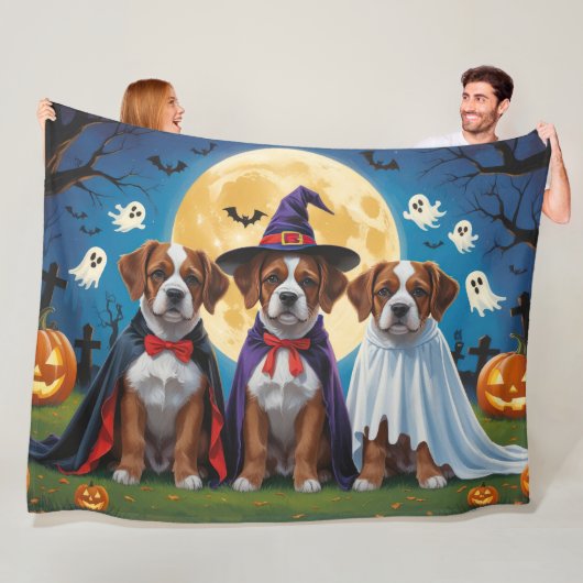 Bouviers des Flandres Honden Pompoen Halloween Gra Fleece Deken (In situ)