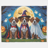 Bouviers des Flandres Honden Pompoen Halloween Gra Fleece Deken (Voorkant (Horizontaal))