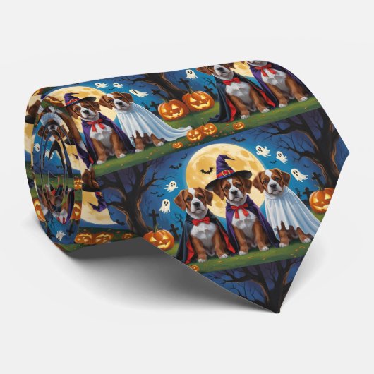 Bouviers des Flandres Honden Pompoen Halloween Gra Stropdas (Opgerold)