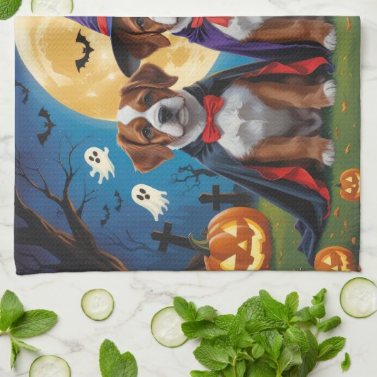 Bouviers des Flandres Honden Pompoen Halloween Gra Theedoek (Gevouwen)