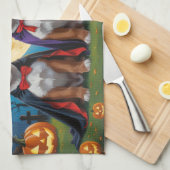 Bouviers des Flandres Honden Pompoen Halloween Gra Theedoek (Quarter Fold)