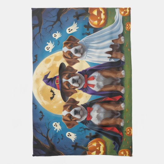 Bouviers des Flandres Honden Pompoen Halloween Gra Theedoek (Verticaal)