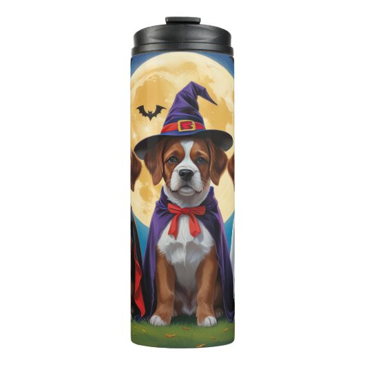 Bouviers des Flandres Honden Pompoen Halloween Gra Thermosbeker (Voorkant)