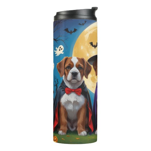 Bouviers des Flandres Honden Pompoen Halloween Gra Thermosbeker (Gedraaid links)