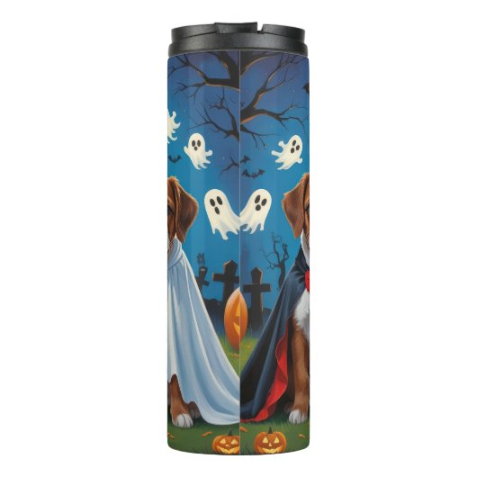 Bouviers des Flandres Honden Pompoen Halloween Gra Thermosbeker (Achterkant)