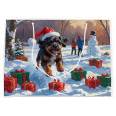 Bouviers des Flandres Kerst Feestelijke Sneeuwscèn Groot Cadeauzakje (Voorkant)