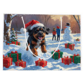 Bouviers des Flandres Kerst Feestelijke Sneeuwscèn Groot Cadeauzakje (Achterkant)