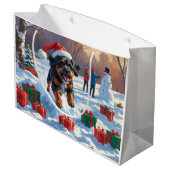 Bouviers des Flandres Kerst Feestelijke Sneeuwscèn Groot Cadeauzakje (Achterkant Gekanteld)