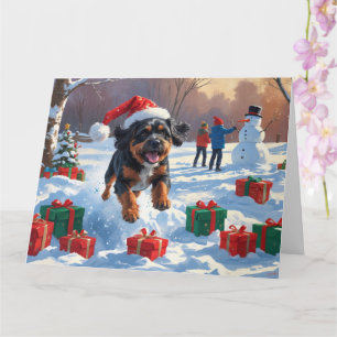 Bouviers des Flandres Kerst Feestelijke Sneeuwscèn Kaart