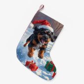 Bouviers des Flandres Kerst Feestelijke Sneeuwscèn Kleine Kerstsok (Voorkant (Hangend))