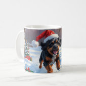 Bouviers des Flandres Kerst Feestelijke Sneeuwscèn Koffiemok (Voorkant links)