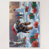 Bouviers des Flandres Kerst Feestelijke Sneeuwscèn Legpuzzel (Verticaal)