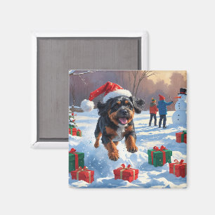 Bouviers des Flandres Kerst Feestelijke Sneeuwscèn Magneet