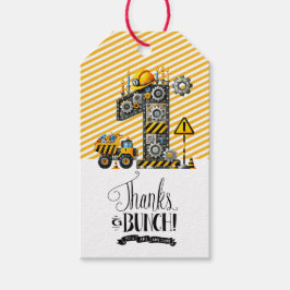 Bouw 1e verjaardag feest cadeaulabel