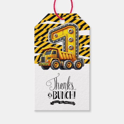 Bouw 1e verjaardag feest cadeaulabel (Voorkant)