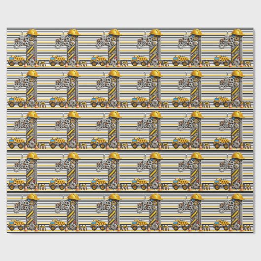 Bouw 1e verjaardag feest cadeaupapier (Vlak)