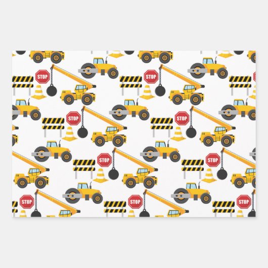 Bouw 1e verjaardag feest inpakpapier vel (Voorkant 3)