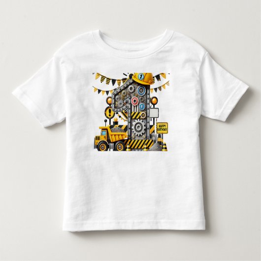 Bouw 1e verjaardag feest kinder shirts (Voorkant)