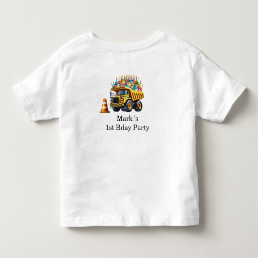 Bouw 1e verjaardag feest kinder shirts (Achterkant)