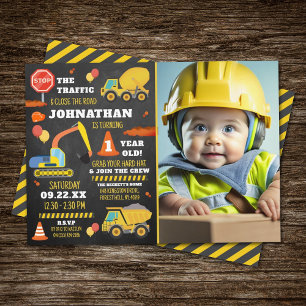 Bouw 1e verjaardag foto kaart