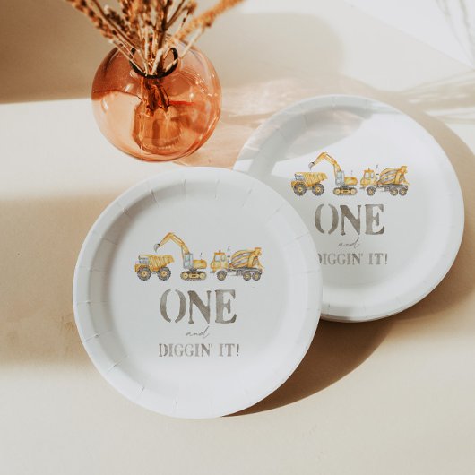 Bouw 1e verjaardagsfeest Borden Papieren Bordje