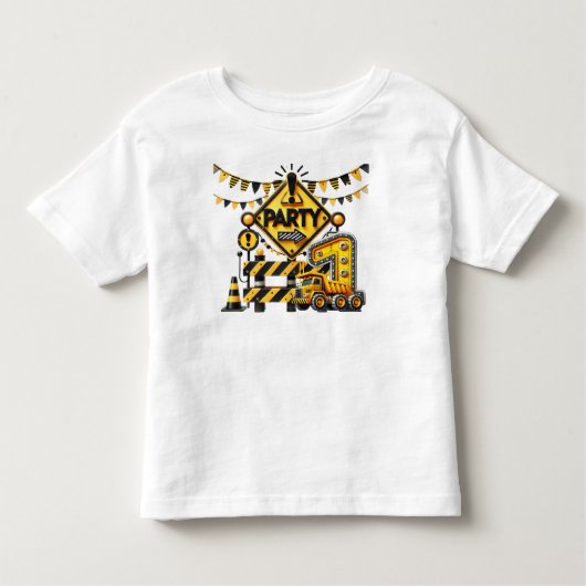 Bouw 1e verjaardagsfeestje kinder shirts (Voorkant)