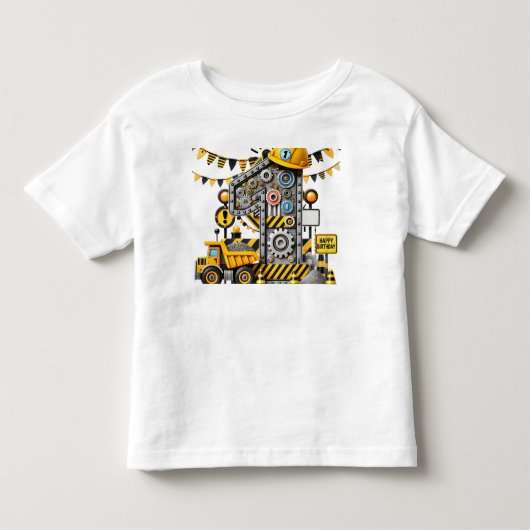 Bouw 1e Verjaardagsfeestje Kinder Shirts (Voorkant)