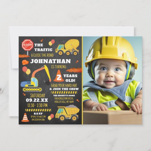 Bouw 2e verjaardag foto kaart (Voorkant)