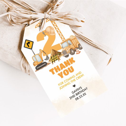 Bouw 2e verjaardagsfeest gunst Labels Cadeaulabel