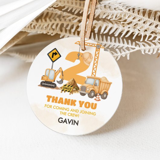Bouw 2e verjaardagsfeestje bedankjes labels