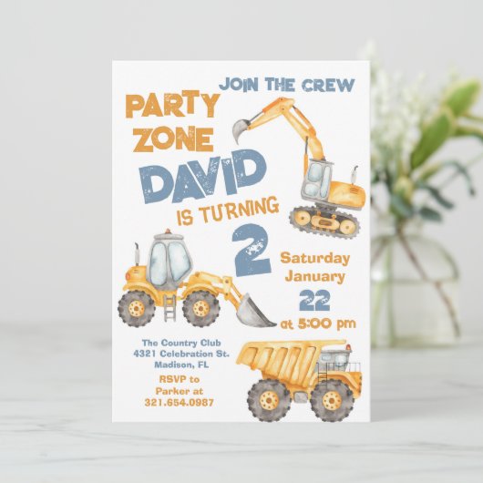 Bouw 2e verjaardagsfeestje kaart (Staand voorkant)