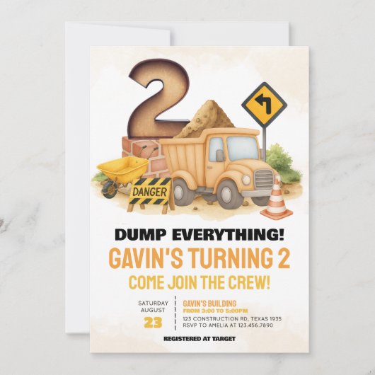 Bouw 2e verjaardagsfeestje kaart (Voorkant)