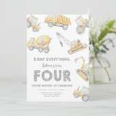 Bouw 4e Vier Verjaardagsfeest Kaart (Staand voorkant)