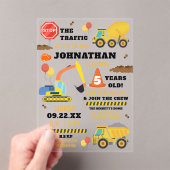 Bouw 5e verjaardag acryl uitnodigingen (Insitu (Draagbaar))